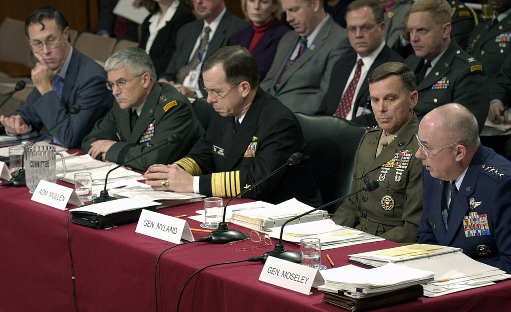 Left to right, the US Under Secretary of Defense for Personnel and Readiness David S C Chu, US Ar...