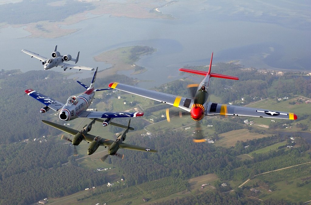 A-10, F-86, P-38 & P-51 Heritage formation