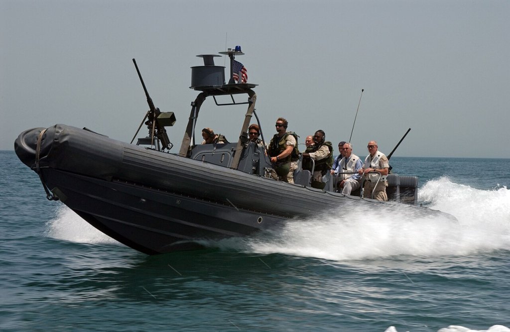 Riding in a Rigid Hull Inflateable Boat (RHIB), Secretary of the Navy, Gordon R