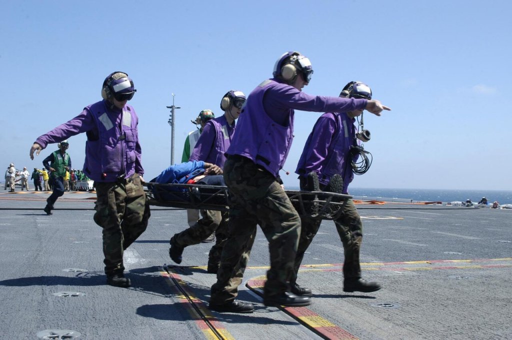 Pacific Ocean (June 4, 2004) - USS Abraham Lincoln (CVN 72) Sailors from Air Department's V-4...