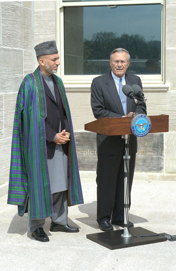 Hamid Karzai and Donald Rumsfeld, June 14