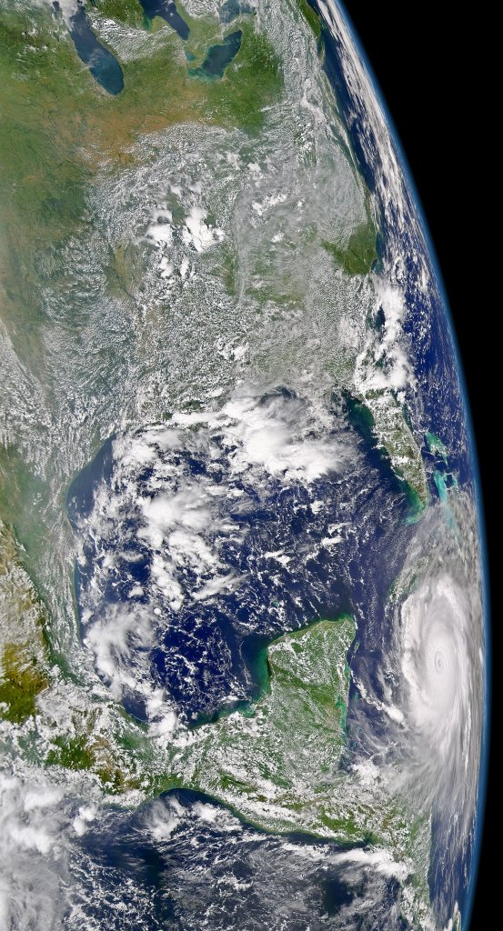 The SeaWiFS sensor aboard the OrbView-2 satellite captured this true-color image of Hurricane Iva...