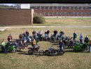 Marines from the 2nd Combat Engineer Battalion motorcycle club take a group photo Feb