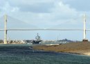 Suez Canal (Feb 5, 2004) - The nuclear powered aircraft carrier USS Enterprise (CVN 65) passes ...