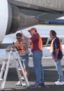 NASA Dryden DC-8 maintenance crew members inspect the aircraft prior to take-off