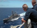 Pacific Ocean (June 24, 2004) - Crew members watch as Chilean Leander-class frigate CS Lynch