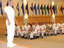 Rear Admiral Jeffrey Fowler, Commander, Navy Recruiting Command, speaks at an all-hands call to m...