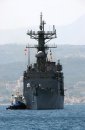 Souda Bay, Crete, Greece (July 19, 2004) - The destroyer USS Spruance (DD 963) is escorted by t...