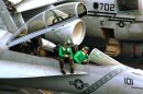 Aviation Electronics Technicians perform pre-flight checks on the avionics system on an F/A-18F S...
