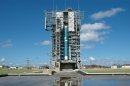 Delta II with Swift being assembled on pad at Cape Canaveral